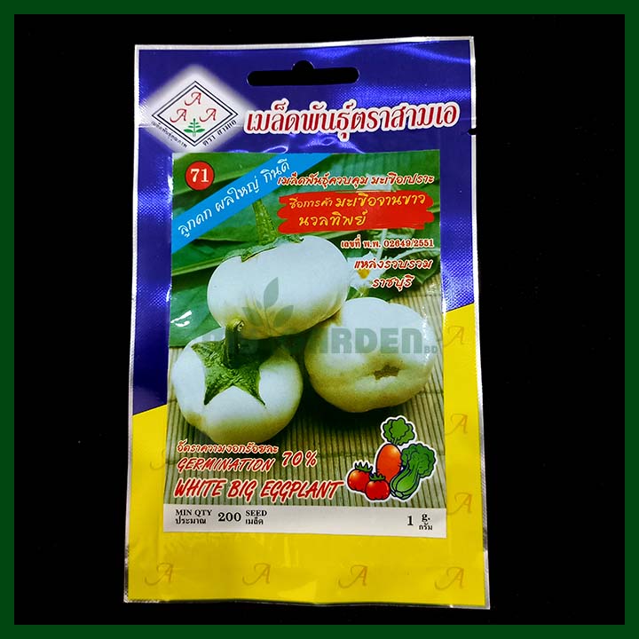 White Big Eggplant - 200 Seeds - AAA - Thai