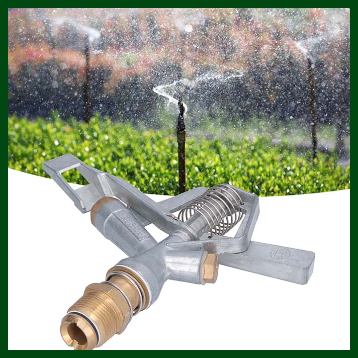 -Garden Metallic Impact Sprinkler - Dual Outlet - Rotating Head 360 degree