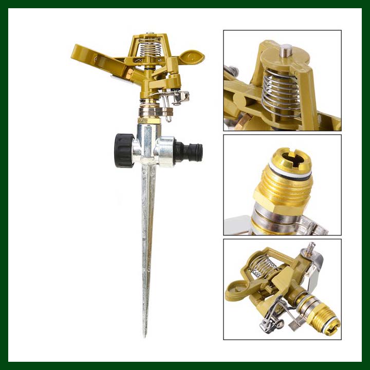 -Garden Metallic Impact Sprinkler (with stand) - Rotating Head 360 degree